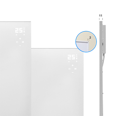 Frameless New Design Ultrathin 11mm Carbon Crystal Panel Heaters With Led Digital Thermostat Remote Programmable Option